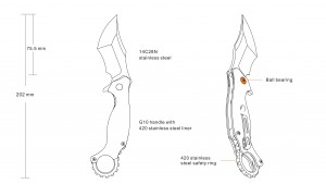 Ruike - P881-B1 - Briceag Model Karambit - Oțel 14C28N - Negru
