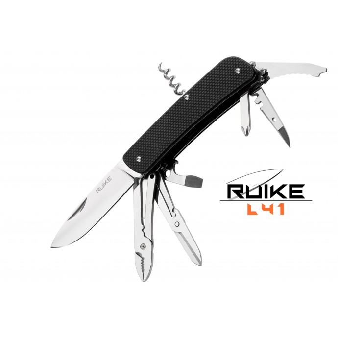 Ruike - L41 - Cuțit multifuncțional - 22 funcții - Oțel 12C27 - Negru