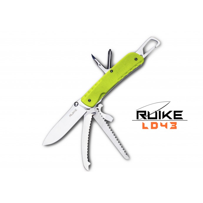 Ruike - LD43 - Cuțit multifuncțional - 15 funcții - Oțel 12C27 - Verde